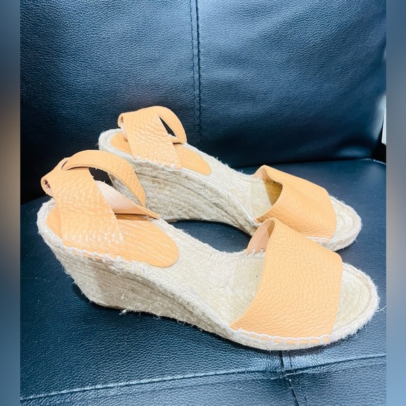 J.Crew Corsica Caramel Leather Ankle Strap Espadrille Wedge Sandals Size 8 - Picture 6 of 8